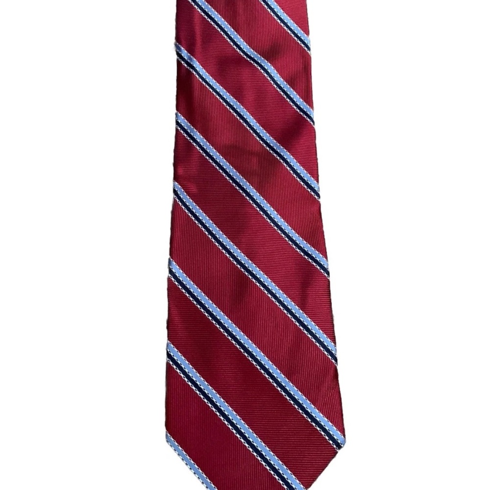 BROOKS BROTHERS 346 Men's Silk Classic Necktie Red With Blue Stripes